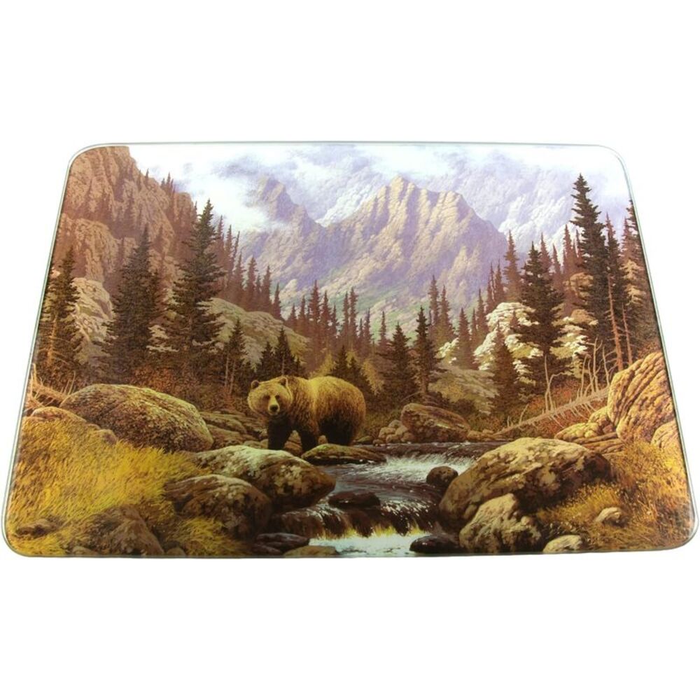 Woodland Creek Grizzly Bear Tempered Glass Cutting Board, 12 x 16 inch